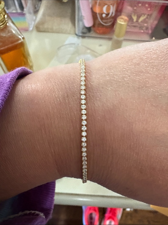 Jewelry - Gold Tennis Bracelet with Sparkling Stones - Elegant Women's Jewelry